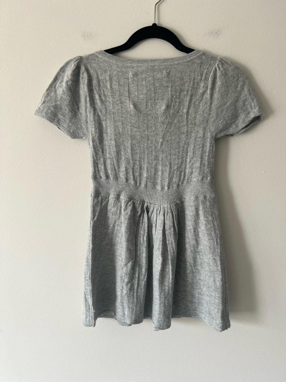 VTG Y2K Abercrombie & Fitch Cable Knit Babydoll Top Gray Button Front Size M - Picture 6 of 6
